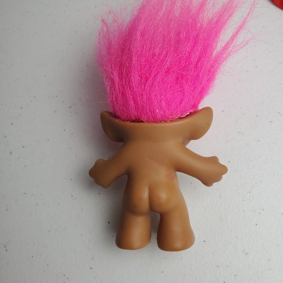 Vintage Ace Novelty Treasure Troll Doll Pink Hair Pink Wishstone Belly Button - Picture 6 of 8